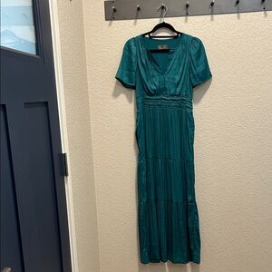 Elegant Somerset Teal V-Neck Maxi Dress - Women's